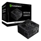 Fonte de alimentação Gamemax GS600 preta com ventoinha e caixa preta.