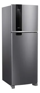 Geladeira Brastemp inox duplex com painel preto vertical e puxador embutido