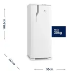 Geladeira Electrolux branca com uma porta e puxador embutido.