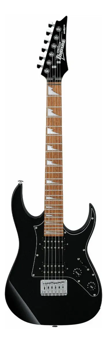 Guitarra Ibanez Mikro GRGM21 black night de corpo inteiro com diapasão de jatobá.