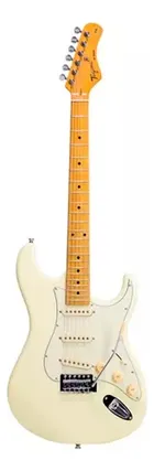 Guitarra Eletrica Tagima Stratocaster Escala Clara Tg-530 na cor off-white de corpo inteiro.