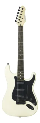 Vista frontal da Guitarra Strato Elétrica Strinberg Rockwave Rw50 Iv Ivory Destro Branco.