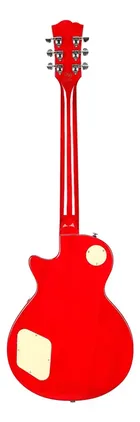 Guitarra Sx Ef3 Les Paul Cherry Sunburst vista de trás, com corpo vermelho brilhante.
