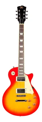 Guitarra Sx Ef3 Les Paul Cherry Sunburst com corpo em degradê vermelho e amarelo.