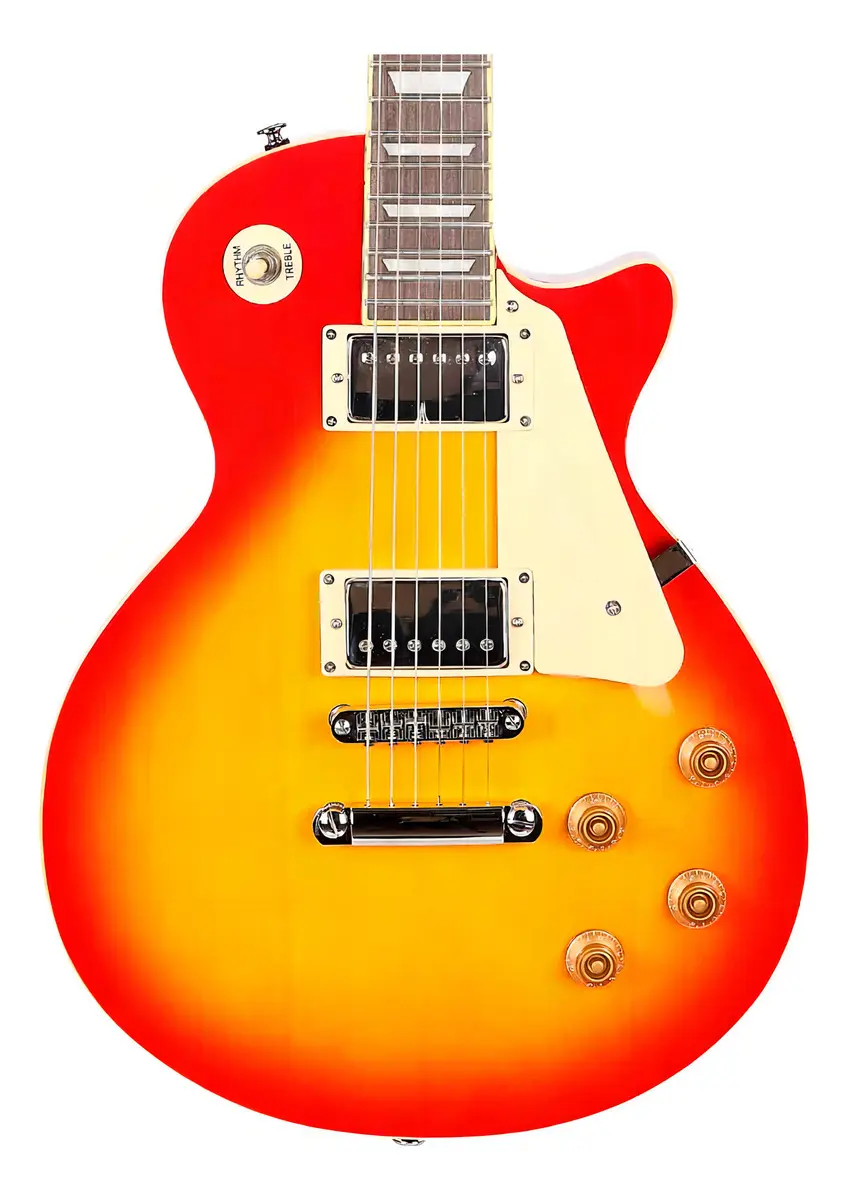 Guitarra Sx Ef3 Les Paul Cherry Sunburst com corpo em degradê e fundo branco.