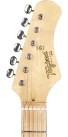 Headstock da Guitarra Tagima T-635 Classic White com tarraxas cromadas e logo.