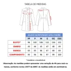 Diagrama e tabela de medidas para jaleco acinturado gola padre.