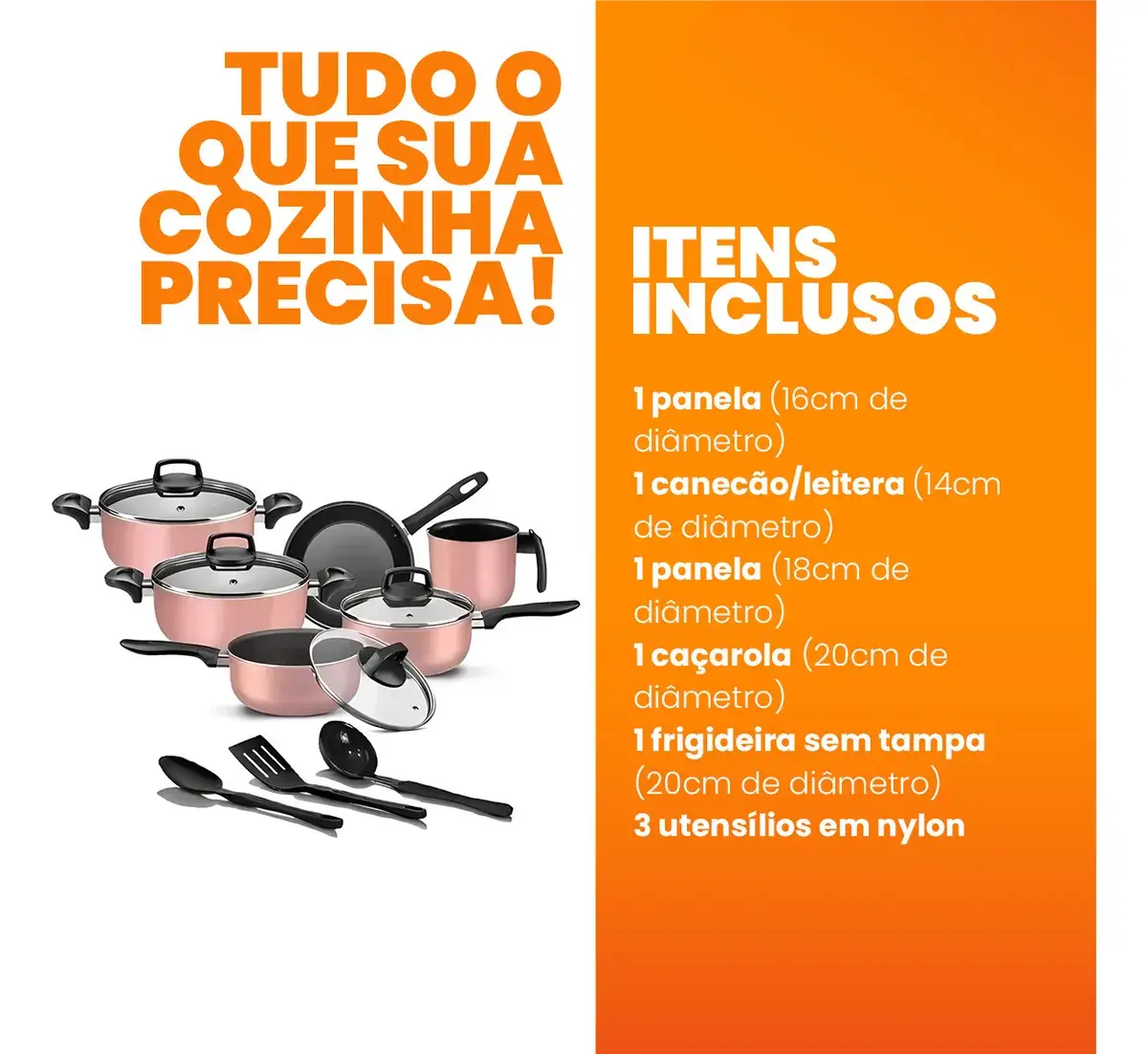 Utensílios de nylon inclusos no kit