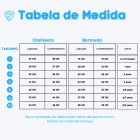 Tabela de medidas para conjunto infantil menino, com tamanhos e centímetros.