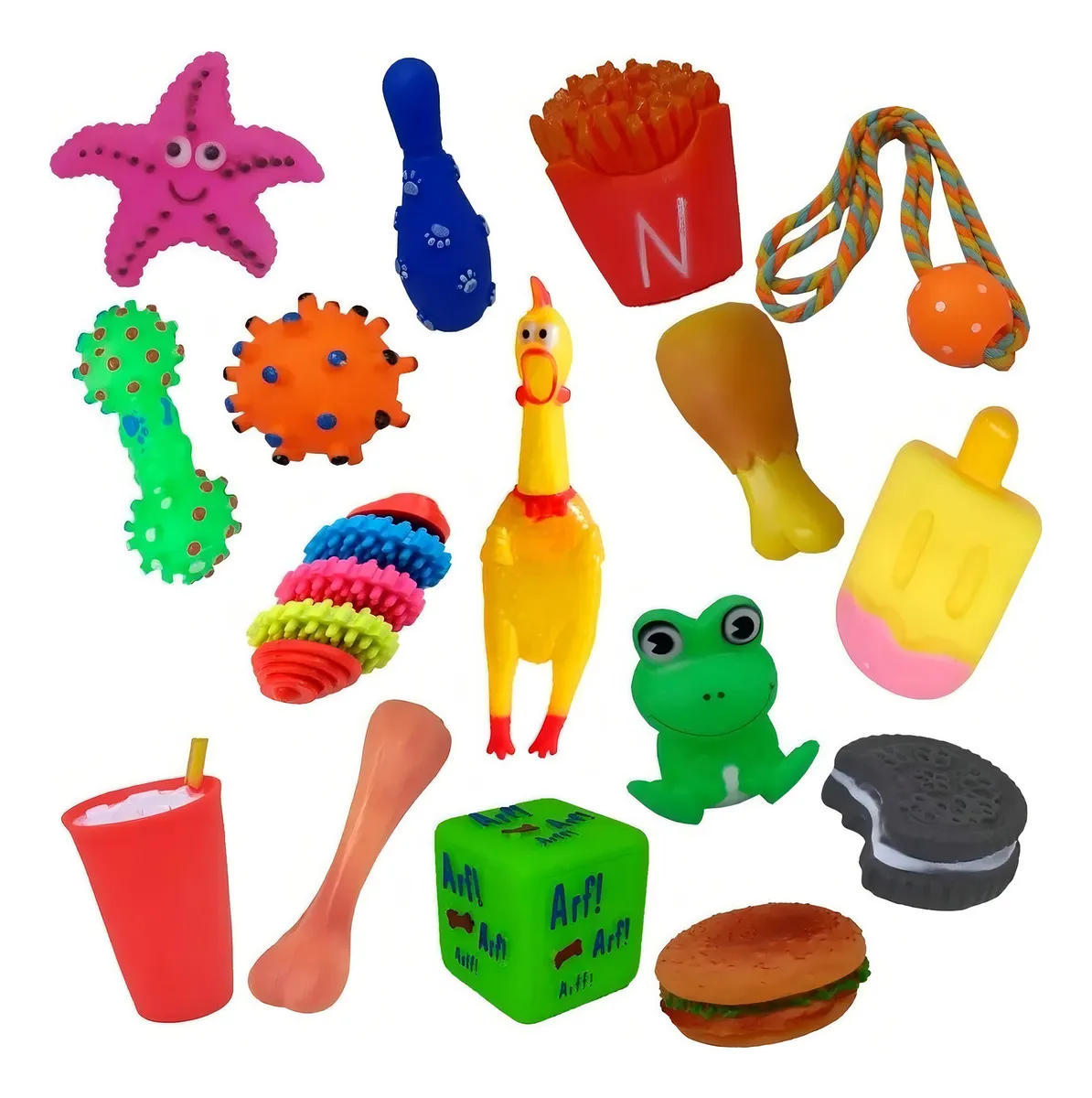 Mordedores de borracha texturizada com cravos