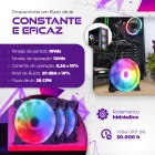 Fans cooler LED RGB coloridos em kit e instalados no PC.