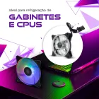 Dois fans cooler RGB, um branco e outro multicolorido, sobre superfície escura.