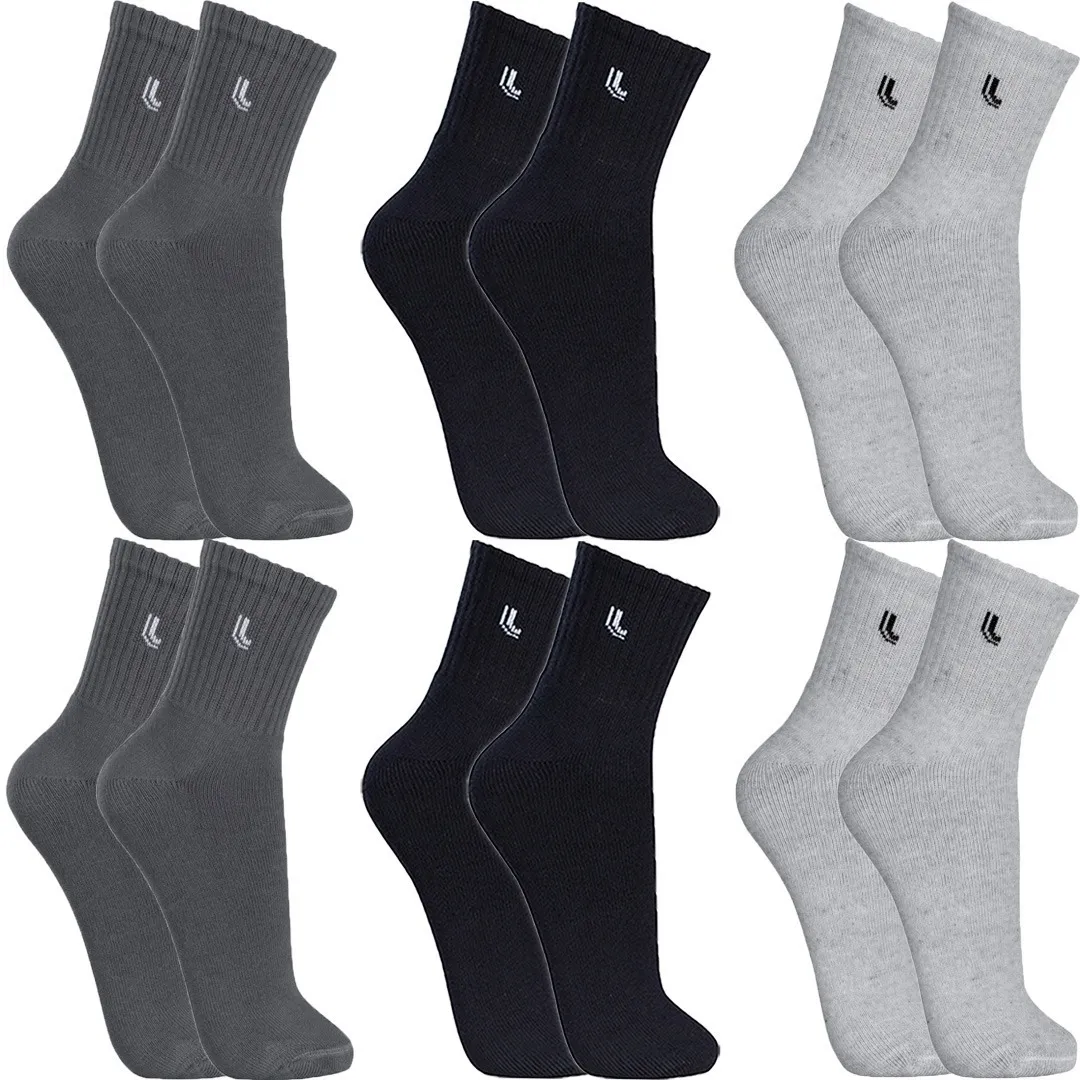 Meias Lupo cano médio em pares cinza chumbo, preto e cinza claro