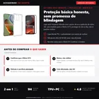 Infográfico editorial Achadinho: kit de capa anti-impacto hibrida TPU e policarbonato com cantos air-cushion mais pelicula de vidro 3D 9H para o Motorola Moto G15; protecao basica do dia a dia, nao e padrao militar e os recortes sao especificos do G15