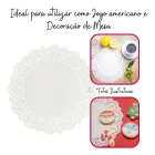 Papel Toalha Rendado Doilie branco redondo com borda rendada e aplicações.