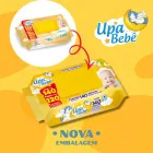 Lenços umedecidos Upa Bebê, pacote amarelo e branco com tampa flip top