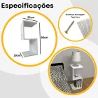Mesa De Cabeceira Amsterdã branca em Z, dimensões e uso com lâmpada e livros