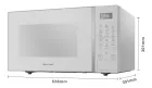 Micro-ondas Brastemp branco com display digital e medidas.