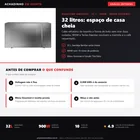 Infográfico editorial Achadinho: micro-ondas Brastemp BMS46AR 32 litros cinza espelhado, com destaque para capacidade familiar, 900W, 10 níveis de potência e Menu Gourmet, além de pontos a conferir antes de comprar.