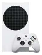 Xbox Series S branco com ventilação preta e controle branco com botões coloridos.