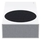 Xbox Series S branco com ventilação preta circular e frente perfurada cinza