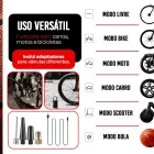 Mini Compressor Digital Simake com adaptadores e modos para pneus de carro, moto, bike.