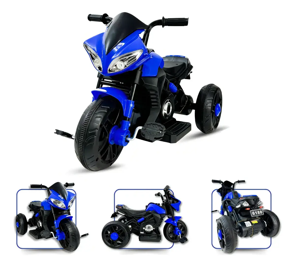 Mini Moto Elétrica Infantil 6v Azul Com Sons Unitoys 3+ Anos