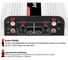 Painel traseiro do Módulo Taramps TS400x4 branco com entradas RCA e controles