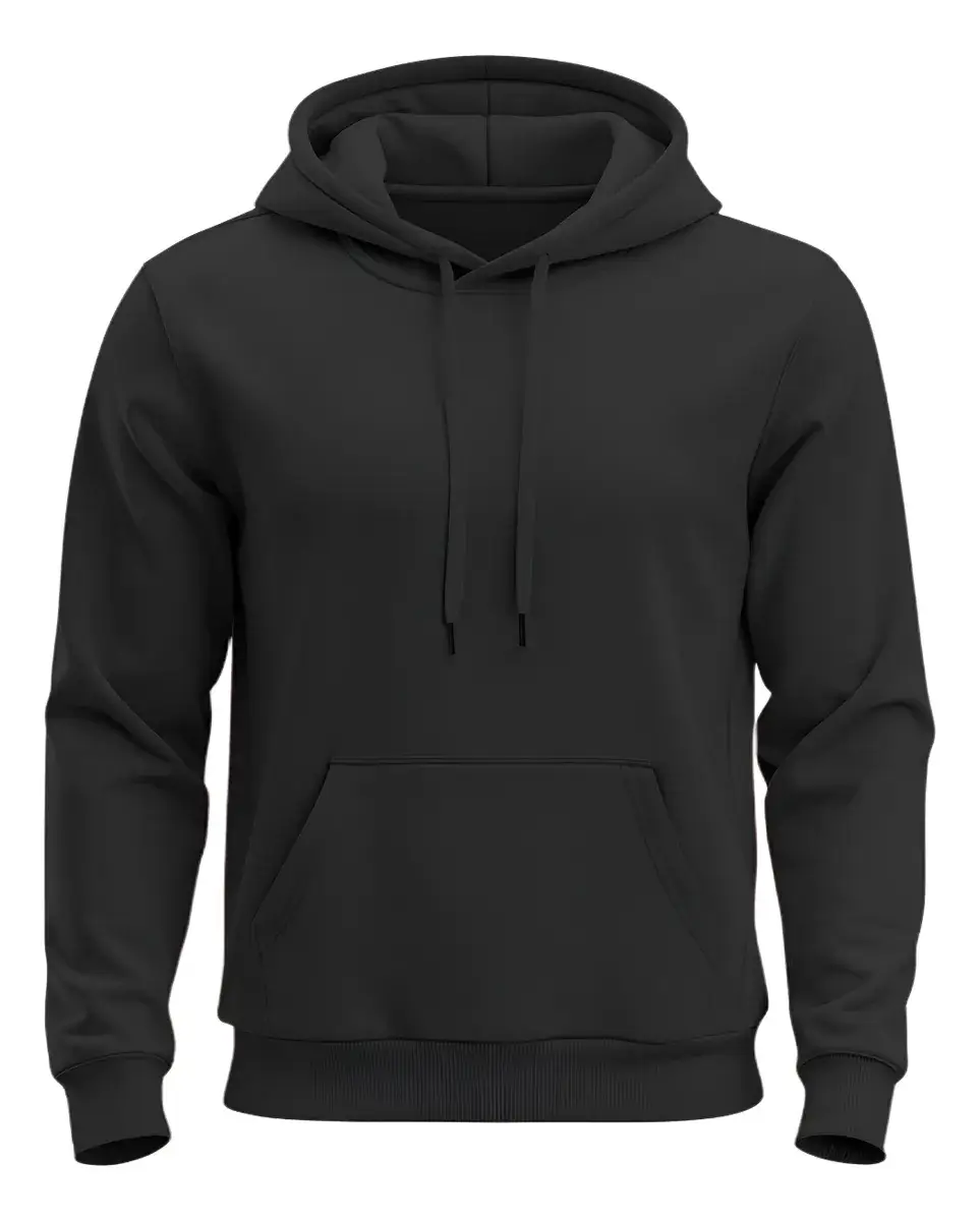 Modelo masculino vestindo blusa de frio preta flanelada