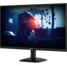 Monitor Aoc preto exibindo cena de jogo com personagem de capacete e luz vermelha.