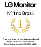 Monitor LG: texto 'N° 1 no Brasil' e coroa de louros dourada com o número 1
