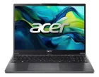 Notebook Acer Aspire 15 cinza chumbo, tela ligada com logo acer e wallpaper abstrato.