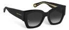 Óculos De Sol Tommy Hilfiger preto com lentes degradê, armação grossa e detalhe dourado.