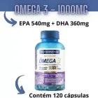 Frasco azul de Ômega 3 Catarinense 1000mg com 120 cápsulas verdes