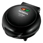 Omeleteira Elétrica Mondial preta com luzes indicadoras vermelha e verde.