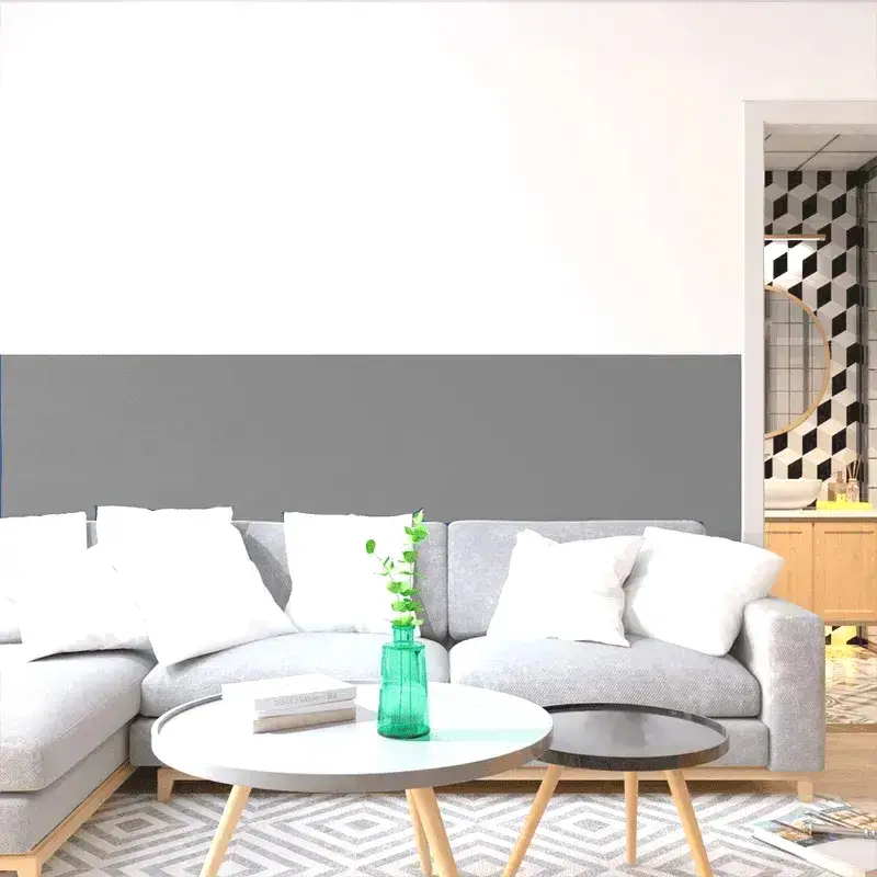 Cabeceira de cama decorada com papel adesivo ripado