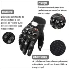 Luvas Motoqueiro preta com proteção rígida nos nós dos dedos e palma texturizada