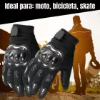 Luvas motoqueiro pretas com protetores de articulação e detalhes brancos