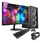 PC Gamer Completo AMD Ryzen 5 5600GT, Placa mãe A520, Gráficos Radeon VEGA 7, 16GB DDR4 3200Mhz, SSD 480GB, Monitor 20" 75Hz, Fonte 500W Bivolt, Preto, com iluminação RGB, BluePC - Pulse PGF-0100PU