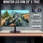 Monitor preto 20 polegadas 75Hz exibindo cena de jogo de tiro