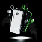 Power Banks Pholex branco e preto com display digital e cabos integrados.