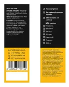 Rótulo preto e amarelo do Principia Vitamina C com texto e código de barras