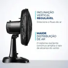 Ventilador de Mesa Mondial preto com grade redonda e base