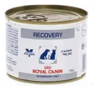 Lata branca de Recovery Royal Canin 195g com rótulo e silhuetas.