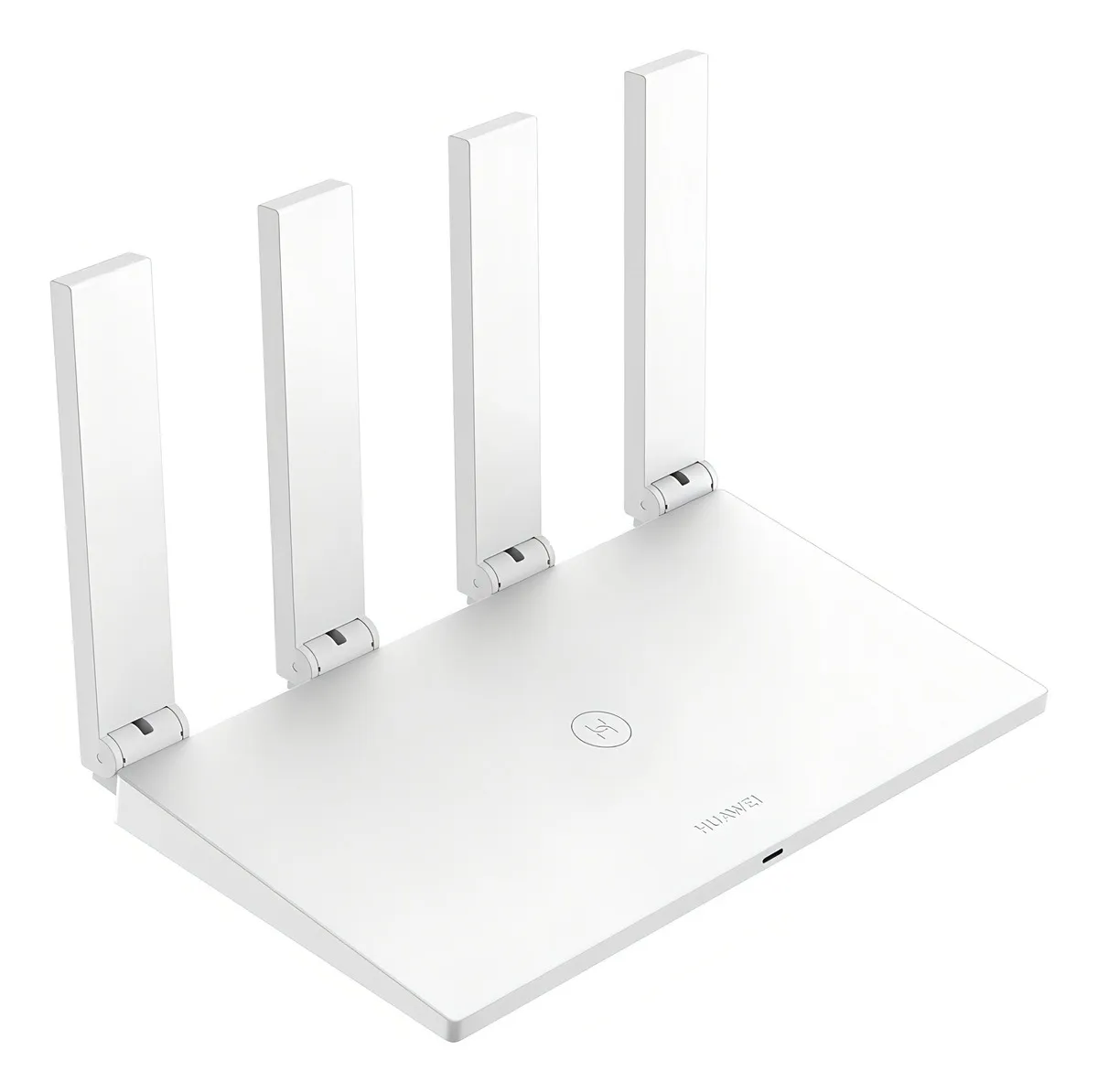 Roteador HUAWEI WiFi AX2S branco com quatro antenas verticais