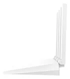 Roteador HUAWEI WiFi AX2S branco, vista lateral com quatro antenas.