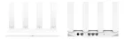 Roteador HUAWEI WiFi AX2S branco, vistas frontal e traseira com antenas e portas