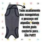 Roupa Pós Cirúrgica Gato cinza escura com acabamento preto