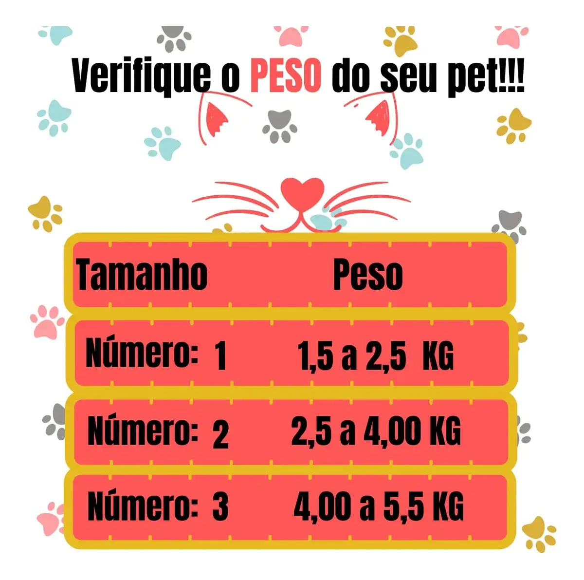 Tabela de peso versus tamanho da roupa