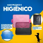 Sanitário Canino com base preta, grelha rosa e grelha azul